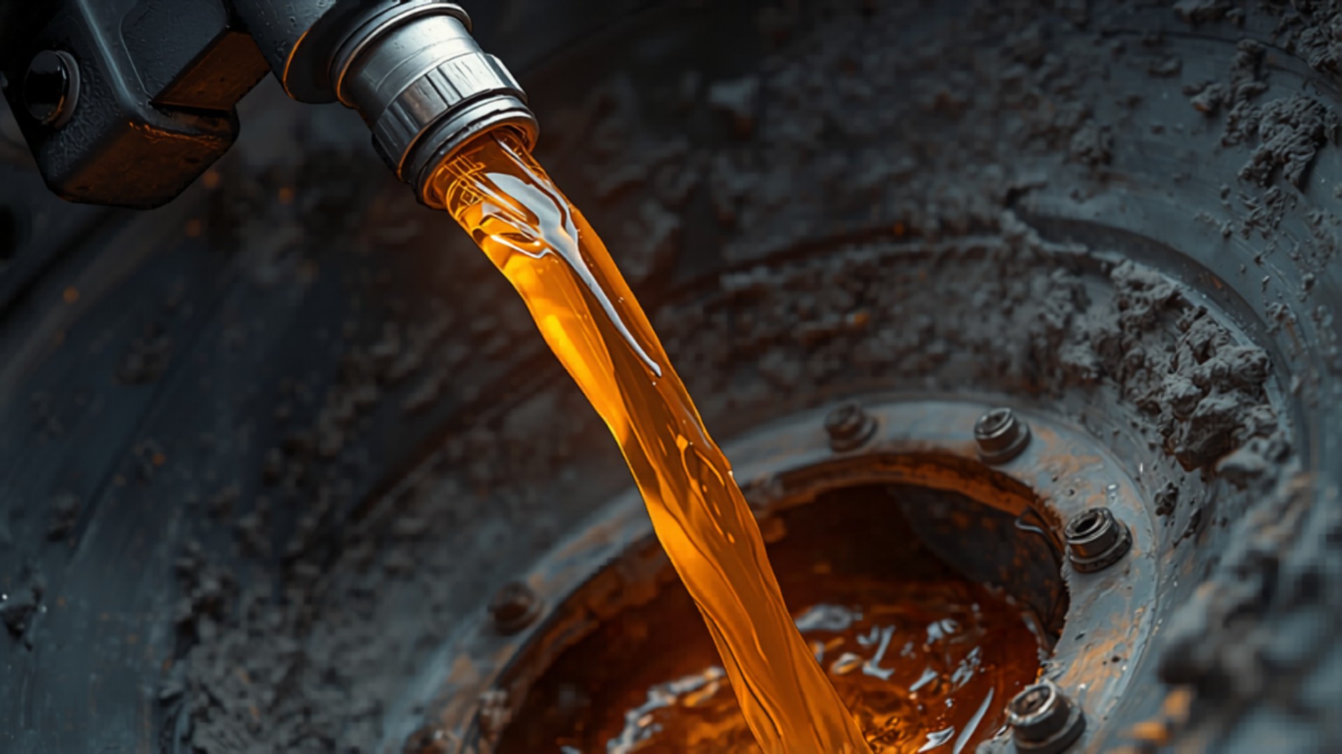 Liquid chemical admixture being dosed into a concrete mixer