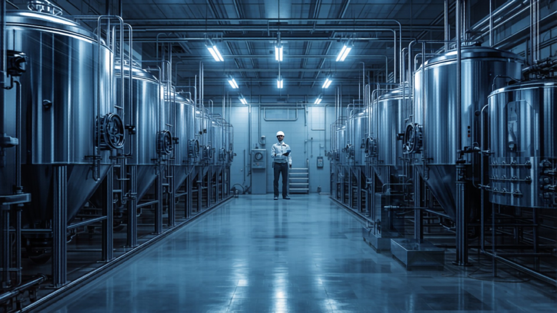 CBS Chemicals automated manufacturing facility with stainless steel batching tanks